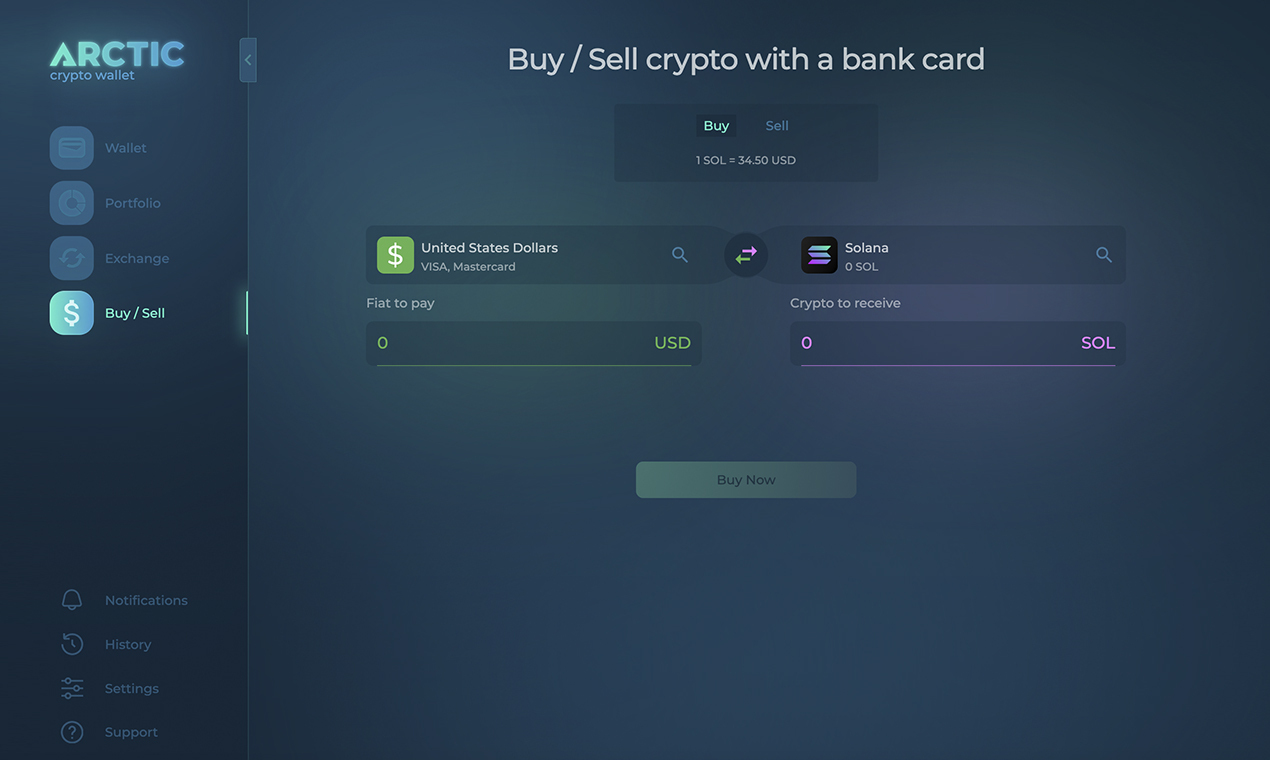 screenshot of Arctic Wallet